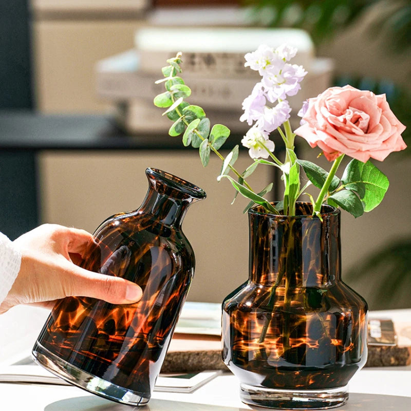 High-grade Leopard Vase Glass Flower
