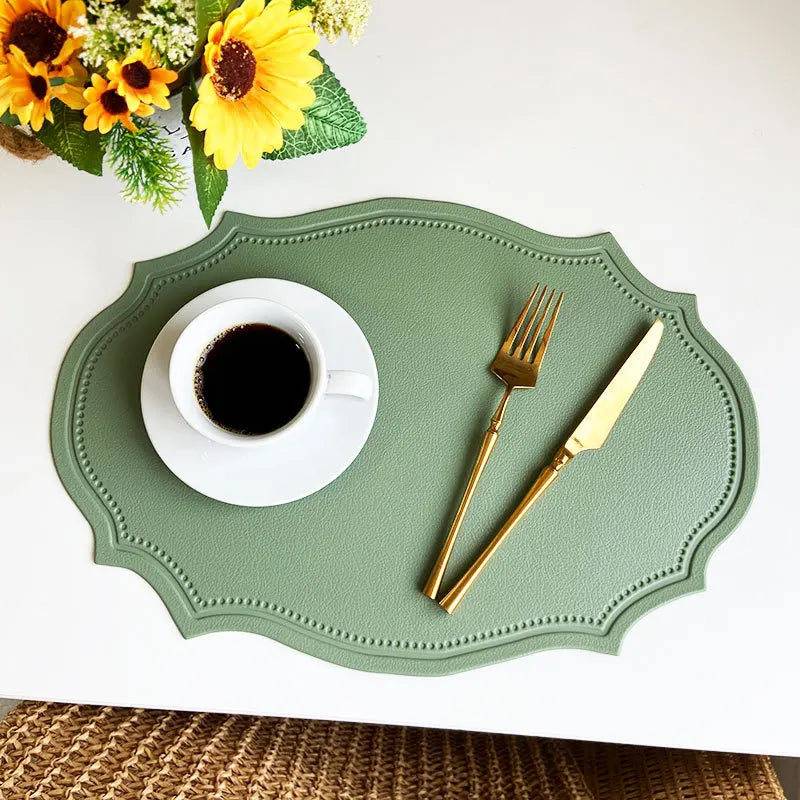 Red Oval Leather Placemats