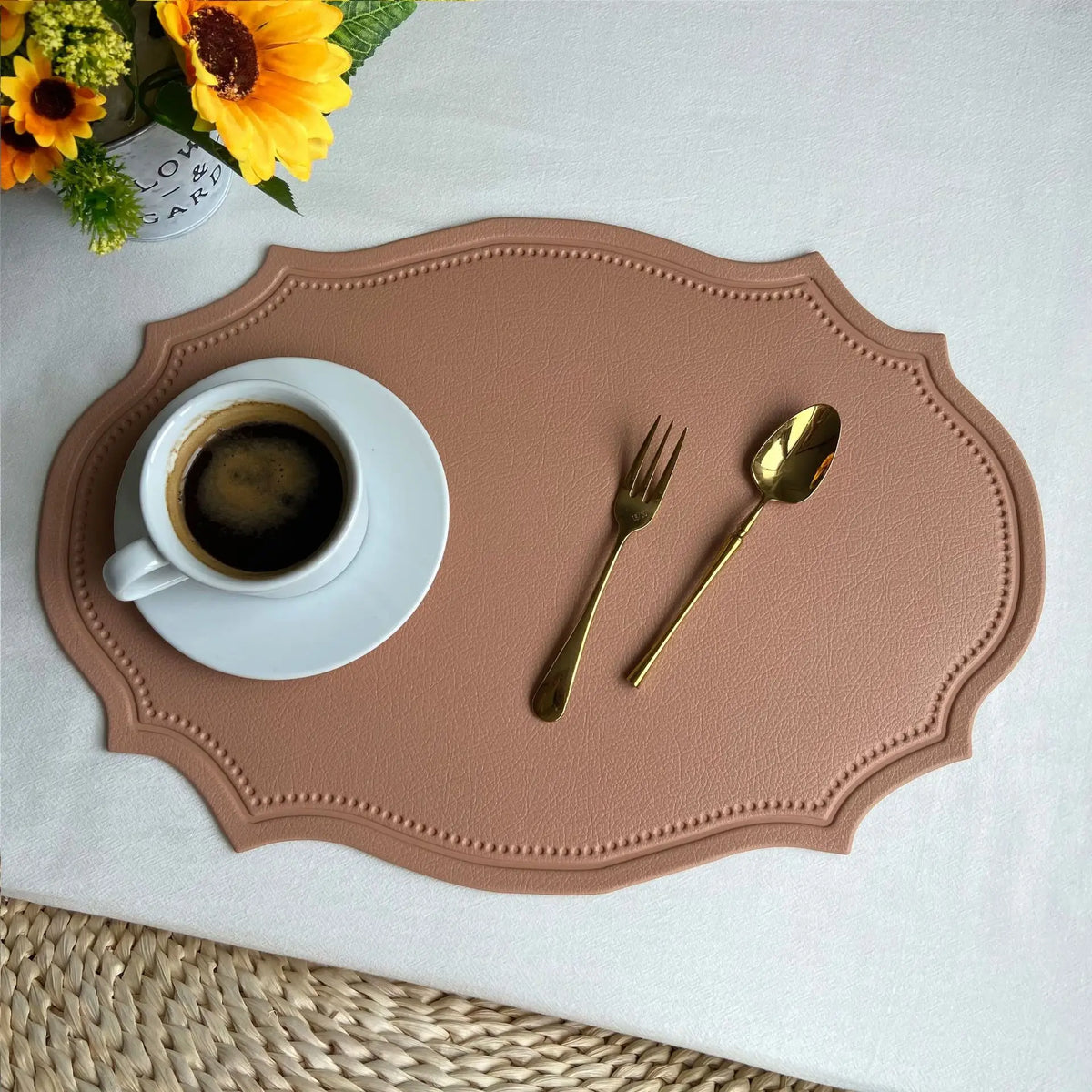 Red Oval Leather Placemats