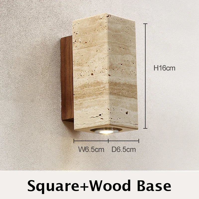 Wabi-Sabi Travertine Wall Lamp
