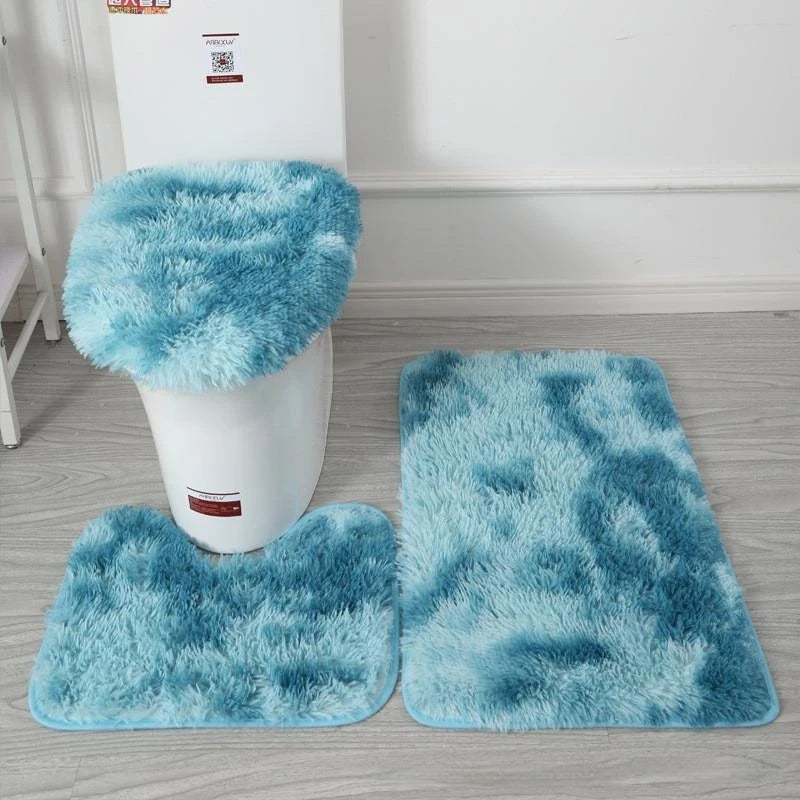 Tie-Dye Shaggy Bath Mat Set