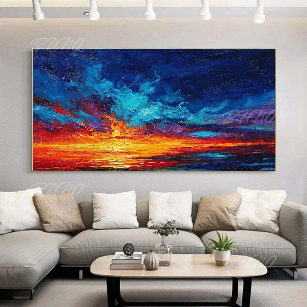 Sea Sunset Impasto Painting