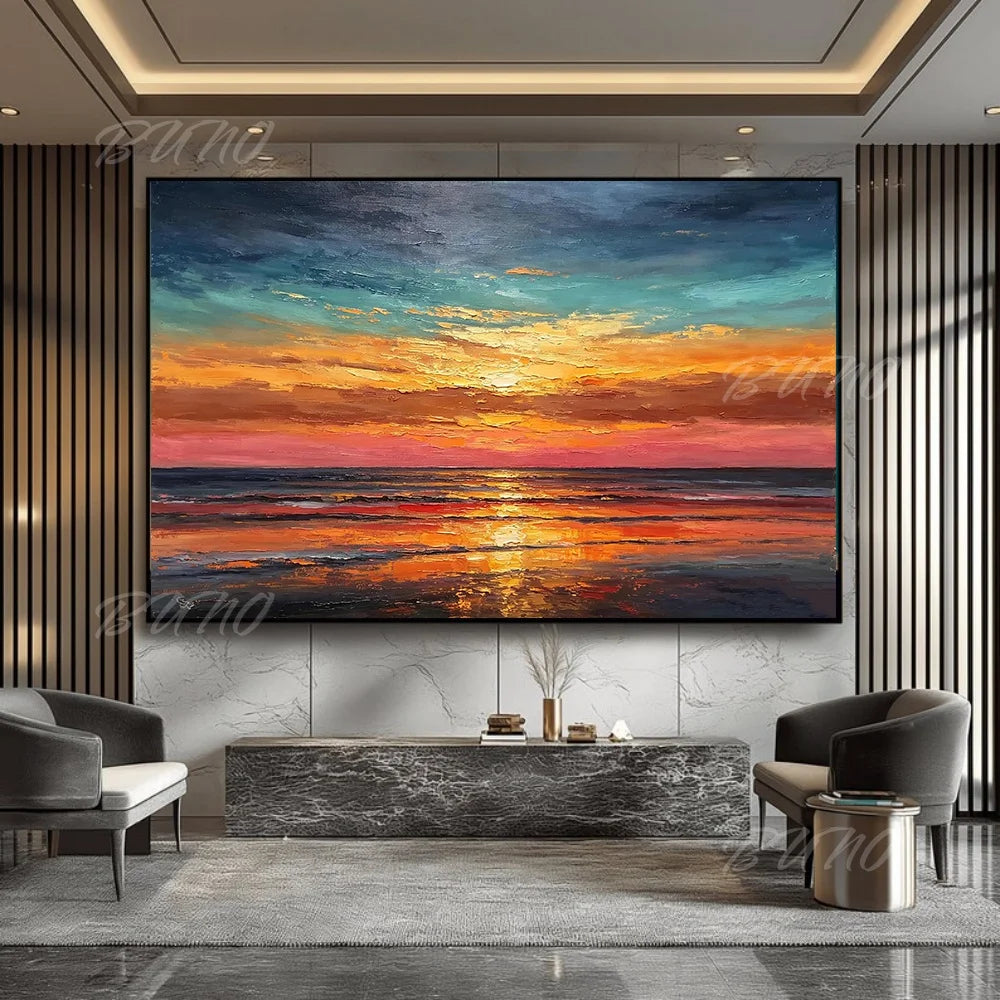 Gold Textured Seascape Art