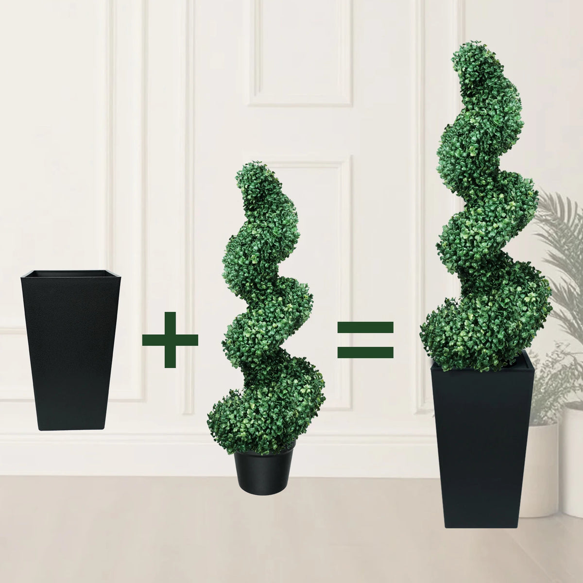 Spiral Boxwood Topiary Pair