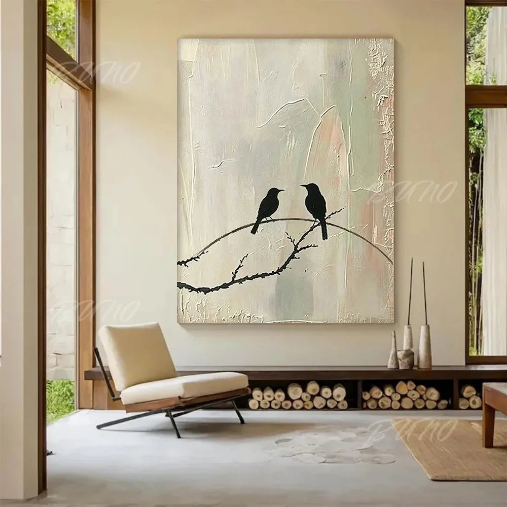 Wabi Sabi Birds Tree Art