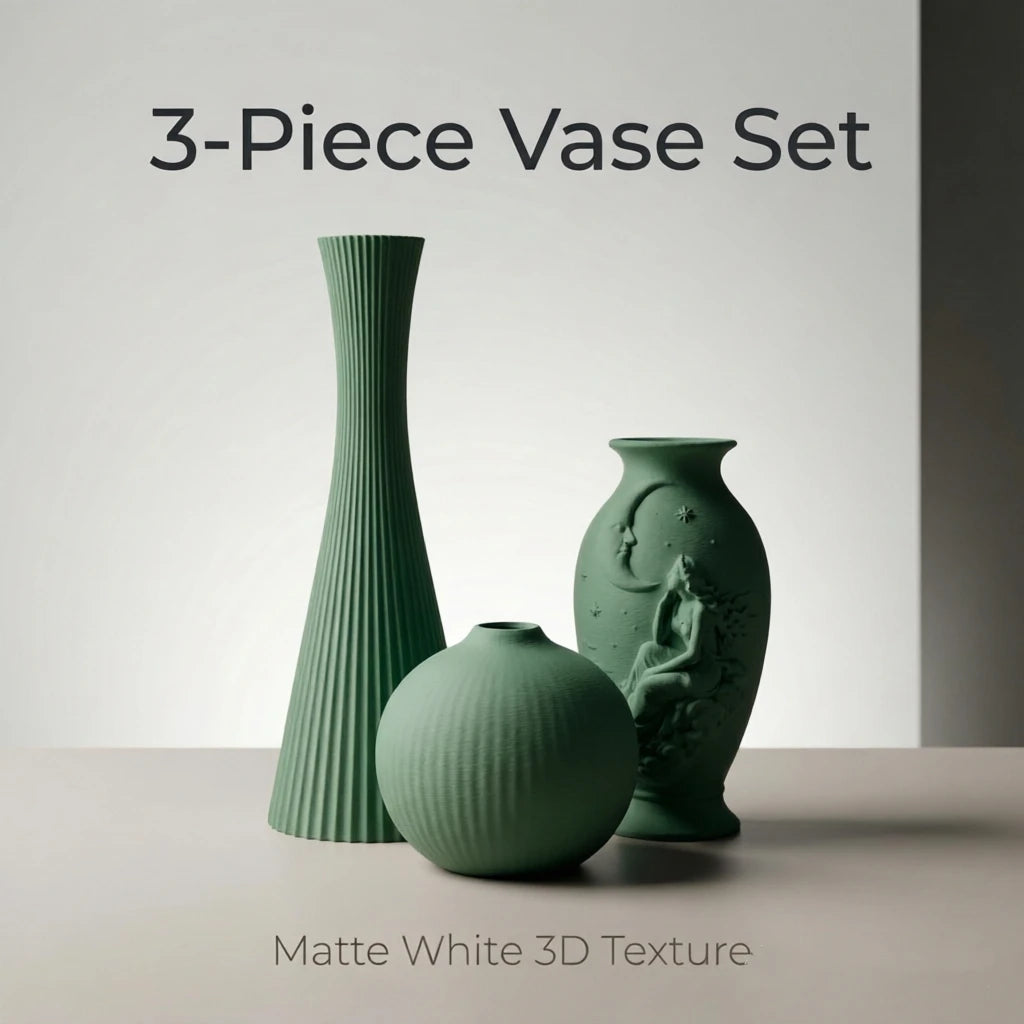 Matte 3D Vase Trio