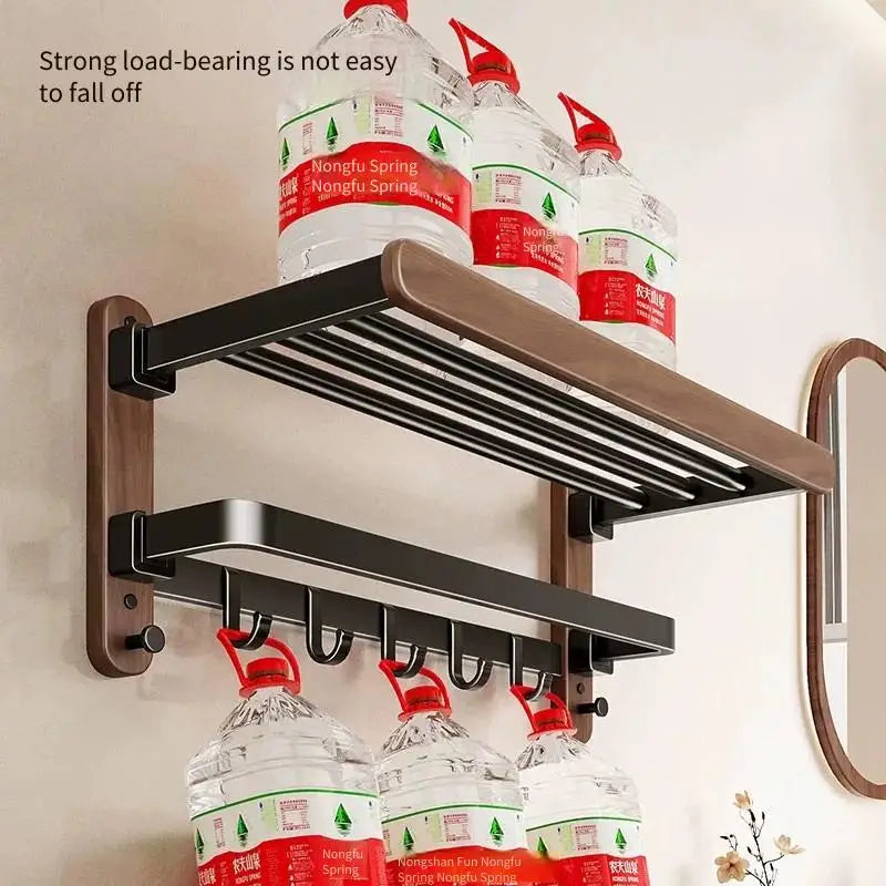 Walnut Folding Towel Rack