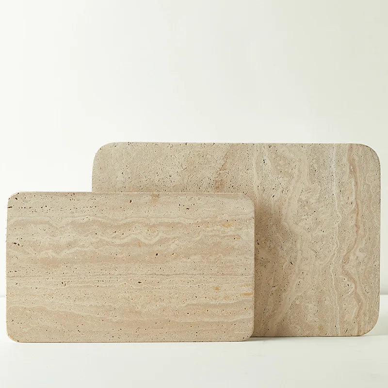 Beige Travertine Plate for Pastry