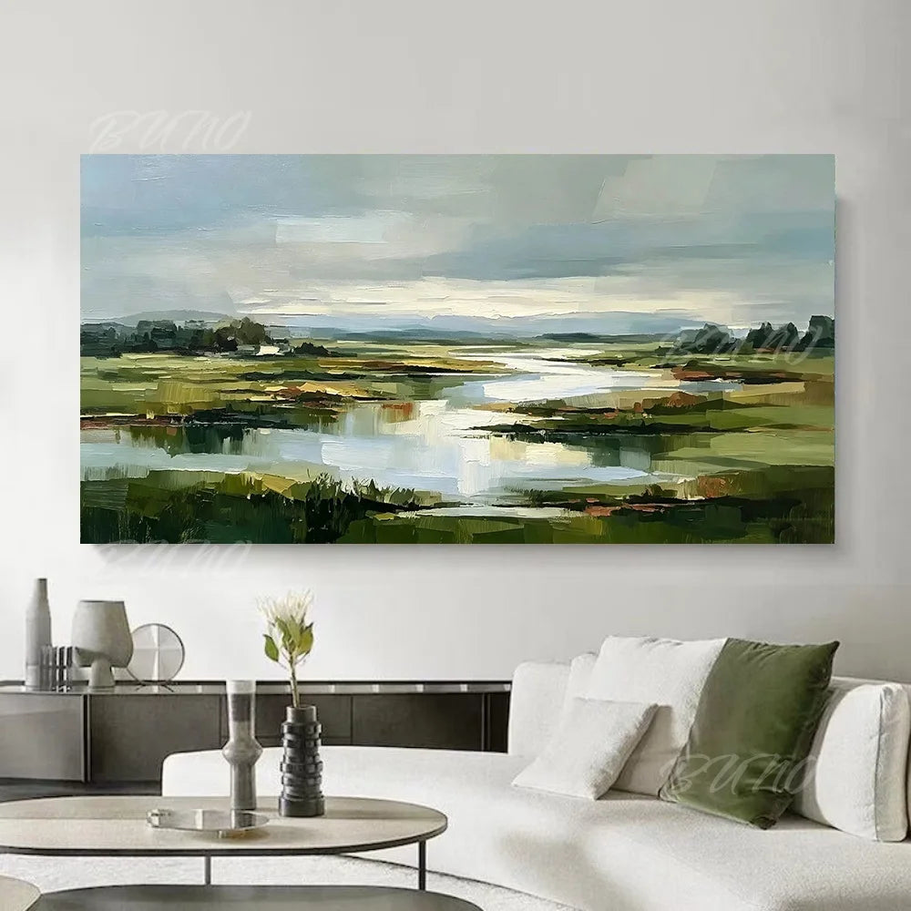 Green Wetland River Art
