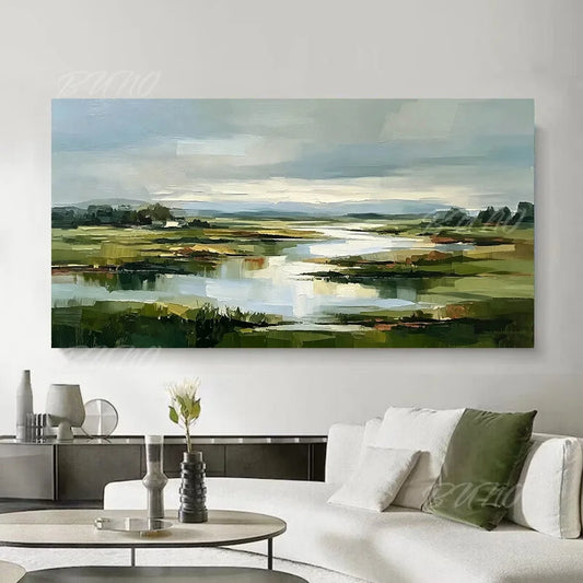 Green Wetland River Art