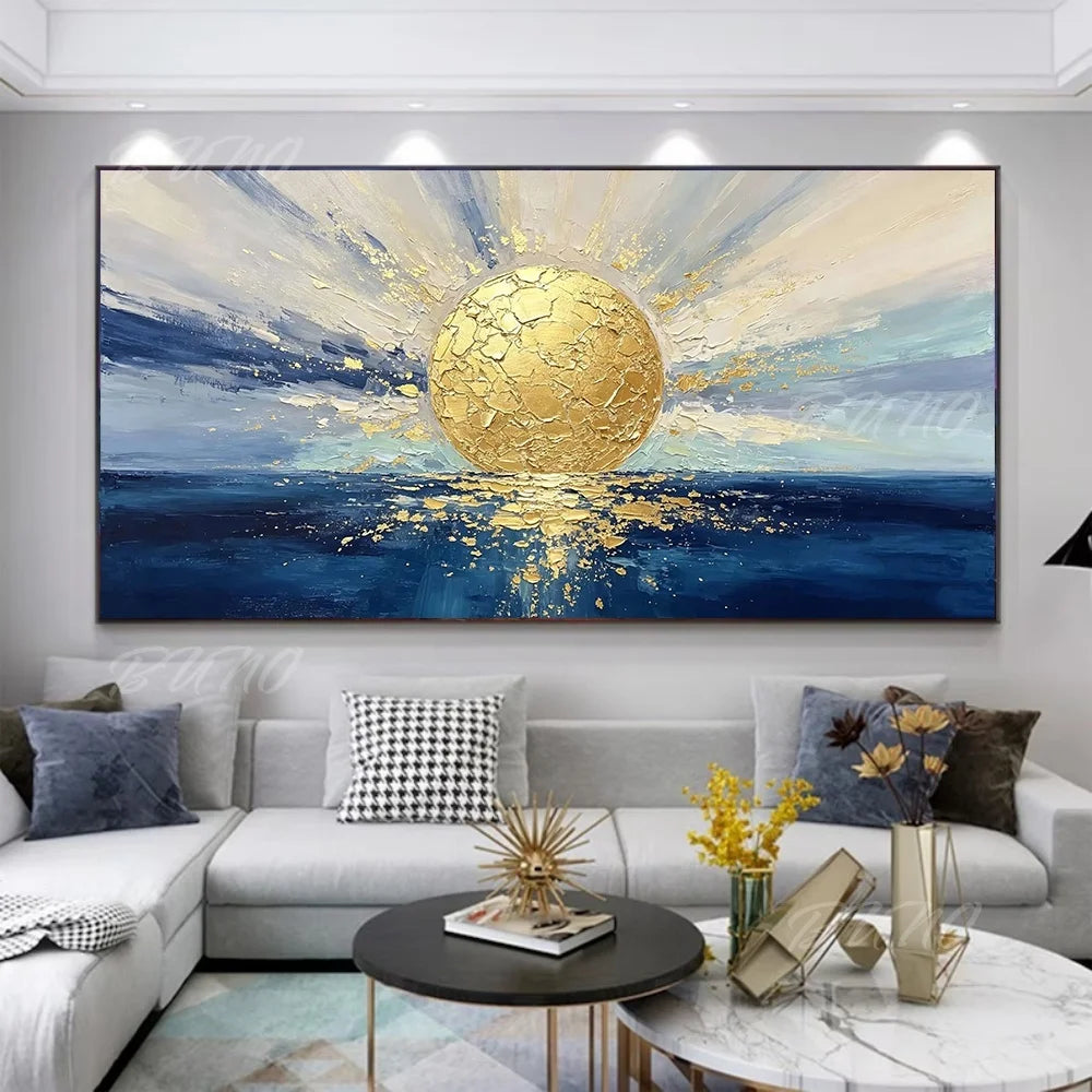 Blue Gold Foil Painting