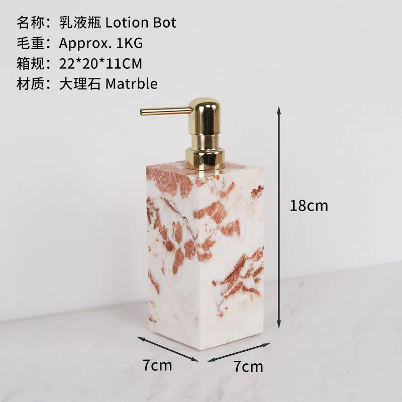Coral Red Marble Bath Set