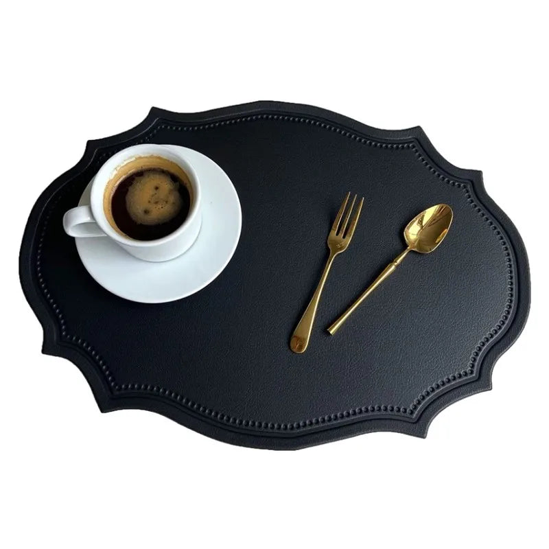 Red Oval Leather Placemats
