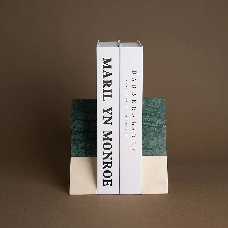 Indian Green Natural Marble Bookends