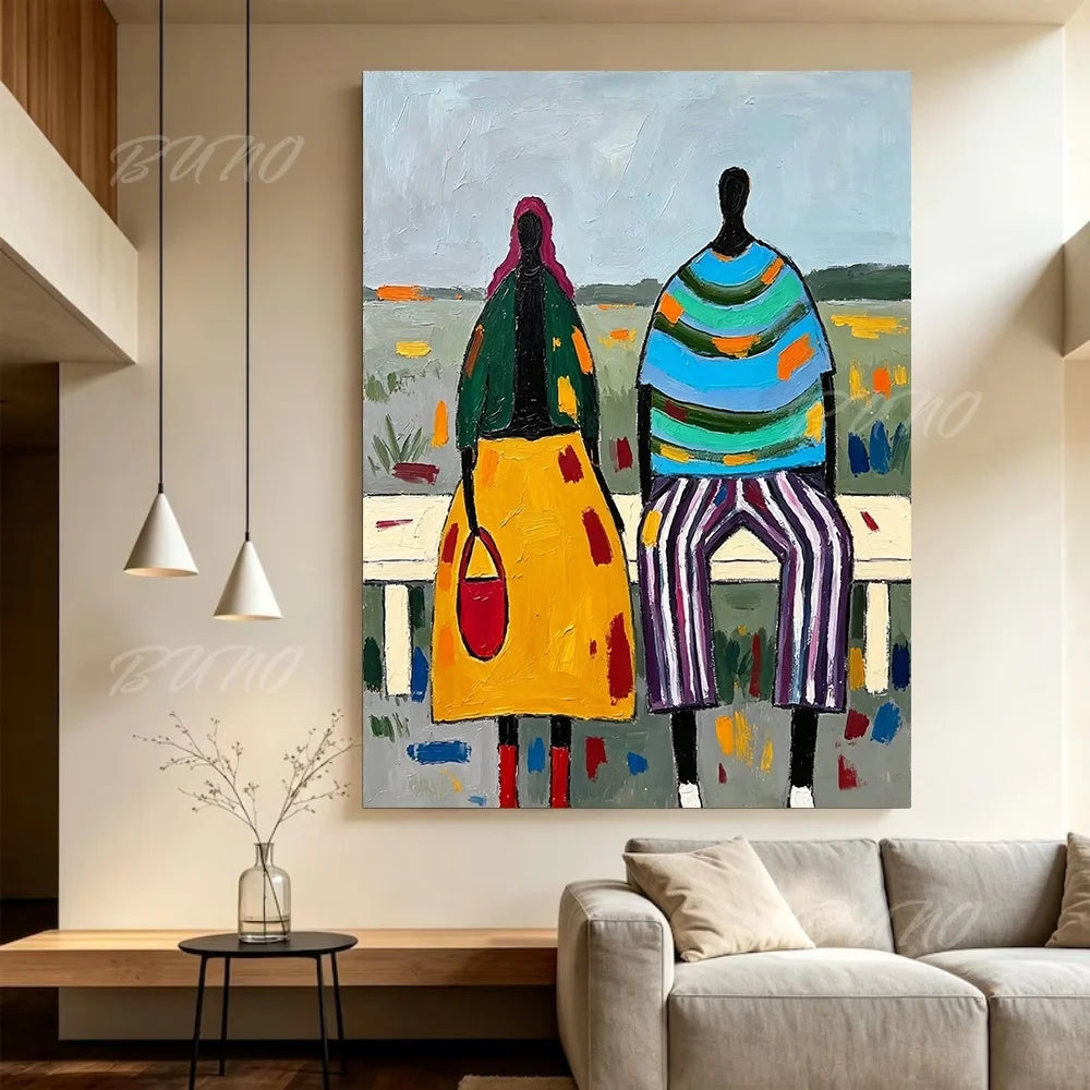 African Couple Oil Painting