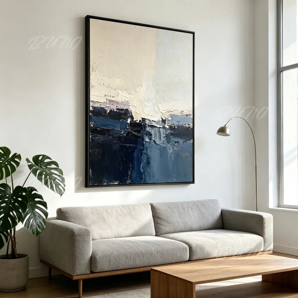 Blue Impasto Textured Painting