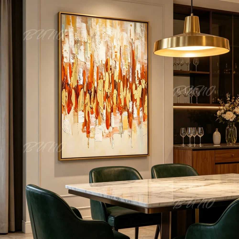 Warm Gold Impasto Painting