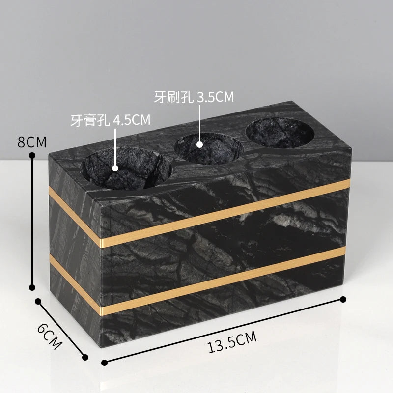 Tree Black Natural Marble Bathroom Set