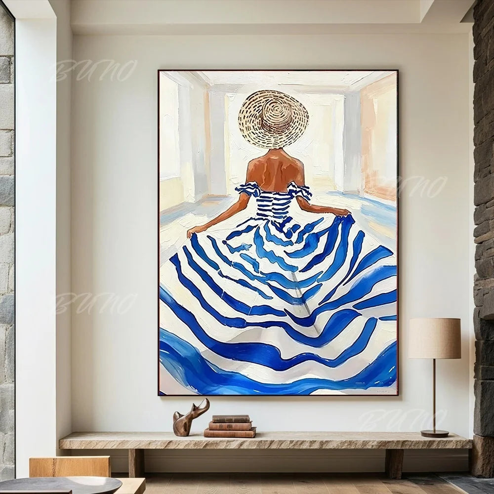 French Straw Hat Lady Painting