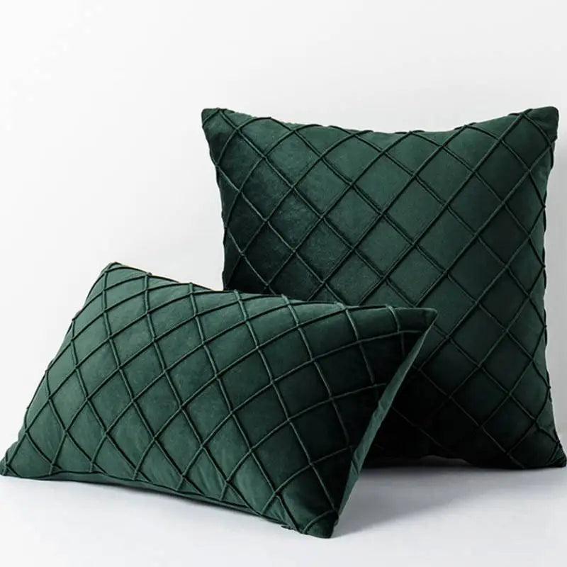 Velvet Plaid Cushion Cover
