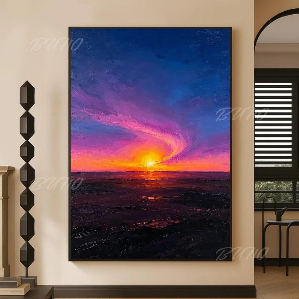 Impasto Sunset Seascape Painting
