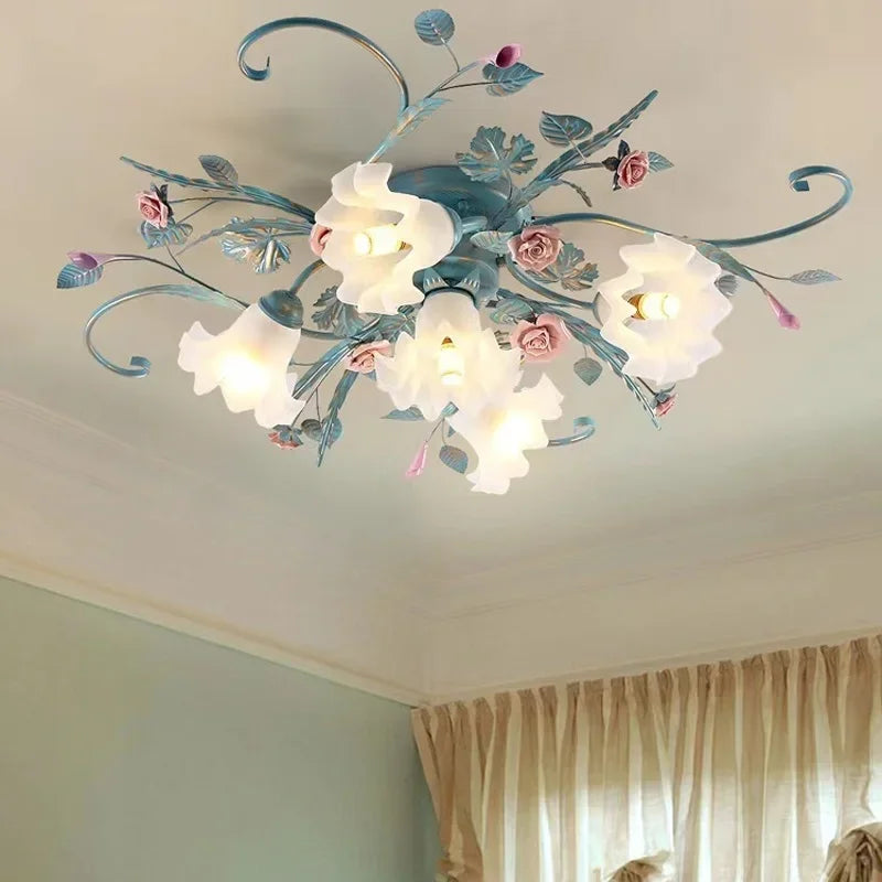 Glass Rose Ceiling Lamp