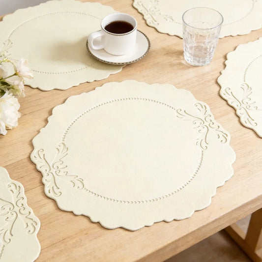 Cream Flower Round Placemats