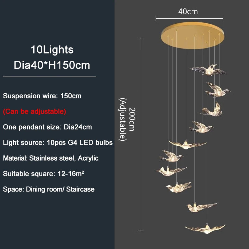Bird Design LED Chandelier