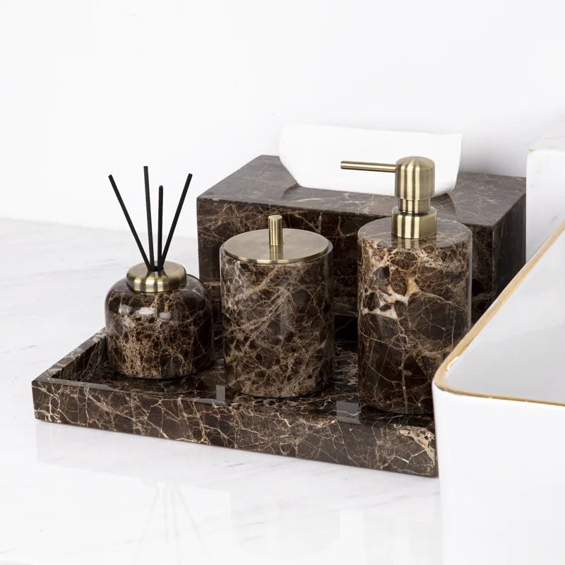 Marble Bath Accessories Set