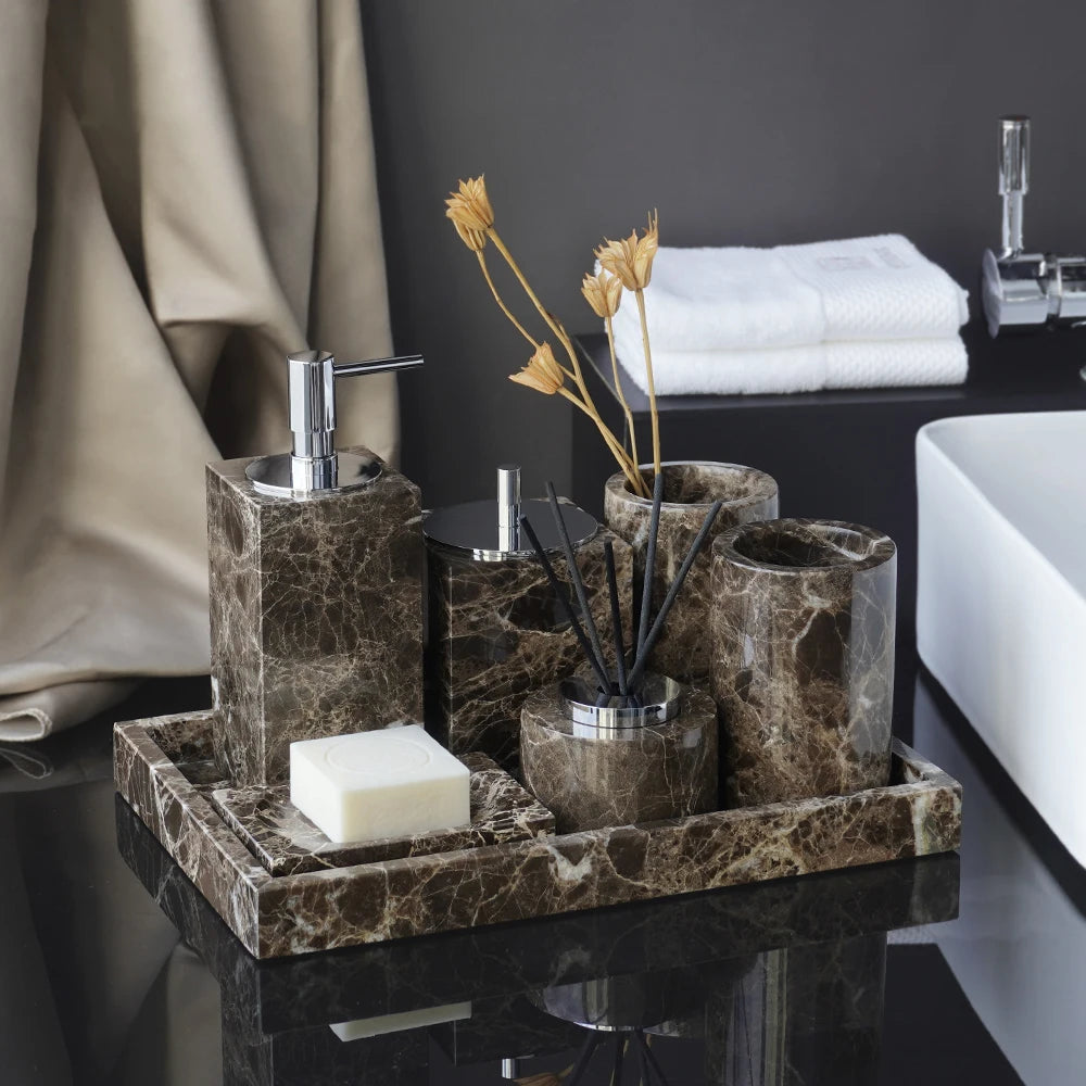 Emperador Dark Marble Bath Set