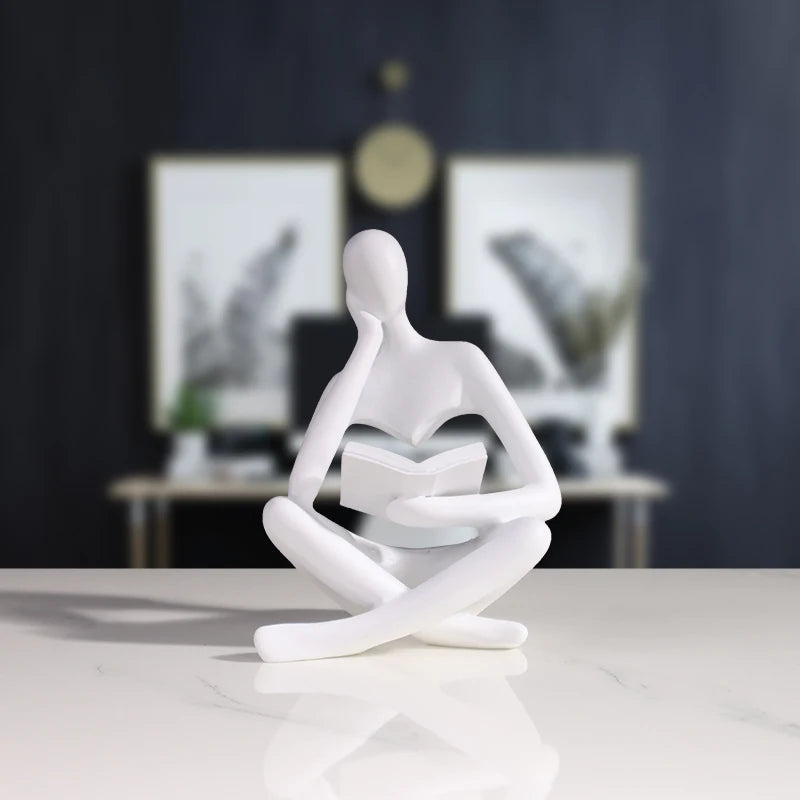 Abstract Little Man Reading Book Sculpture