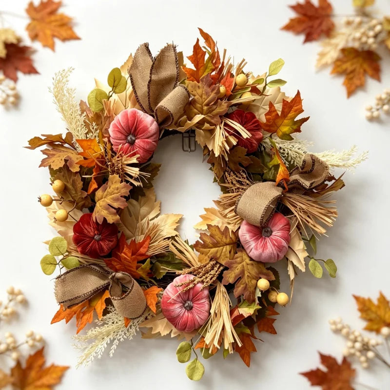 Autumn Pumpkin Peony Wreath