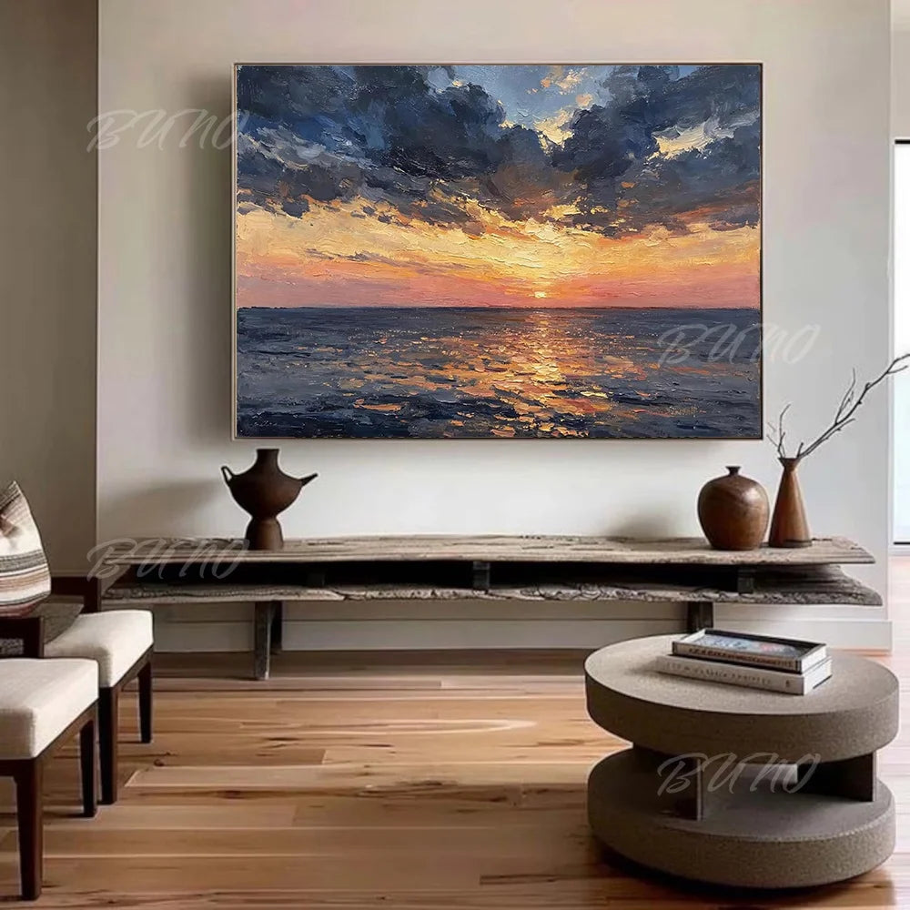 Gold Textured Seascape Art