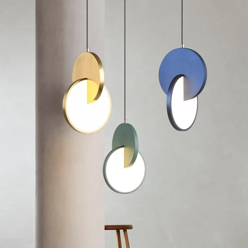 Minimalist Gold Silver Geometric LED Pendant