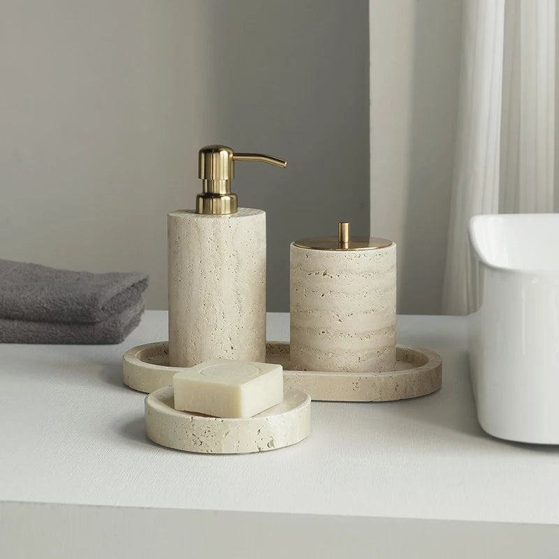 Travertine Bath Accessories Set