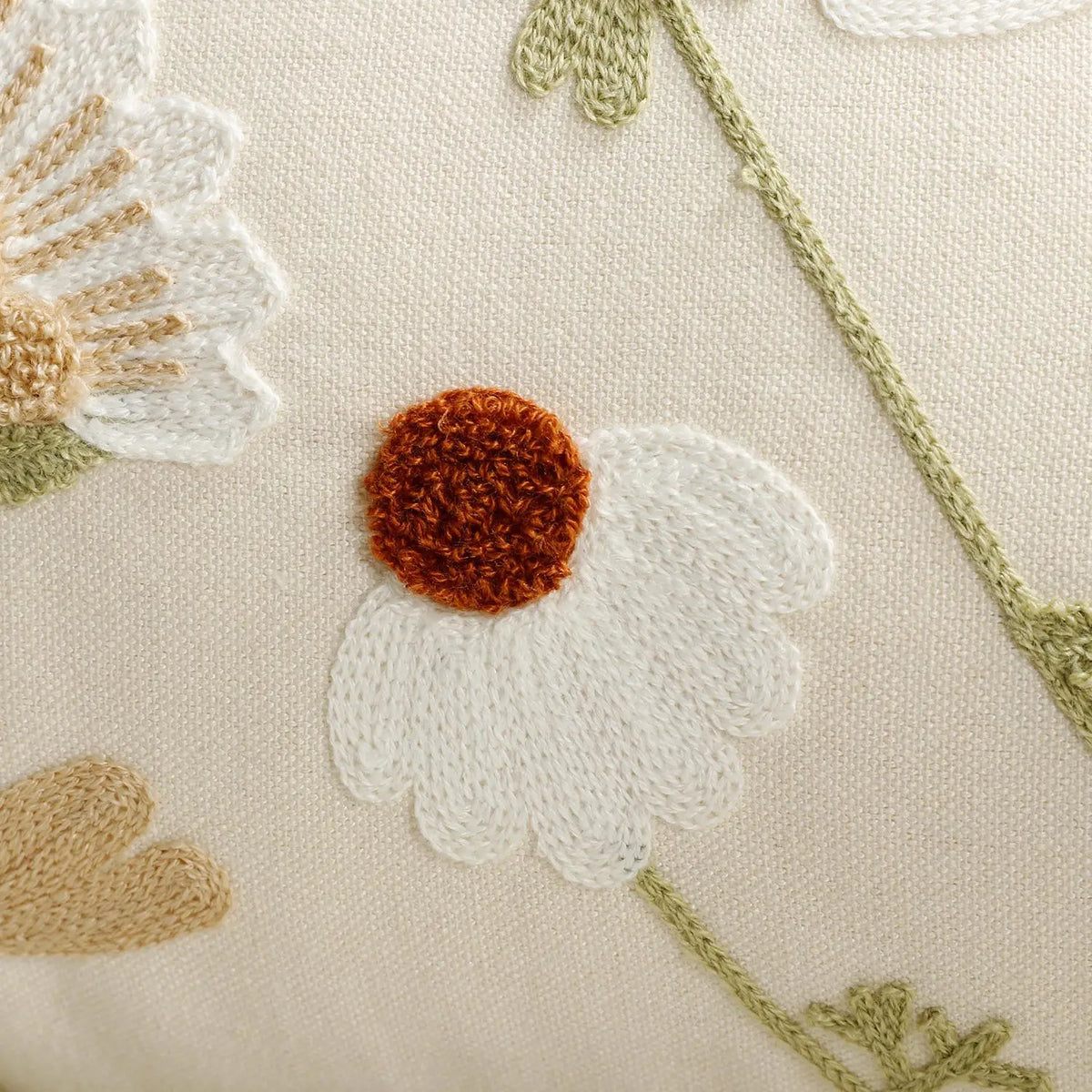 Floral Embroidered Cushion Cover