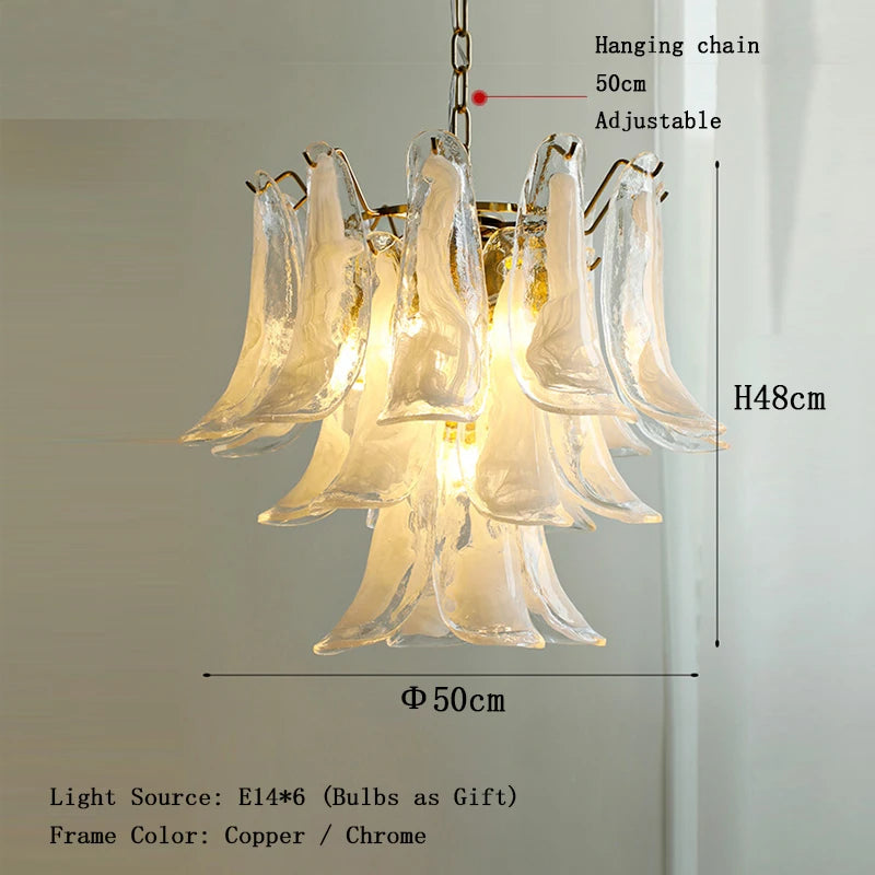 White Petal Glass Chandelier