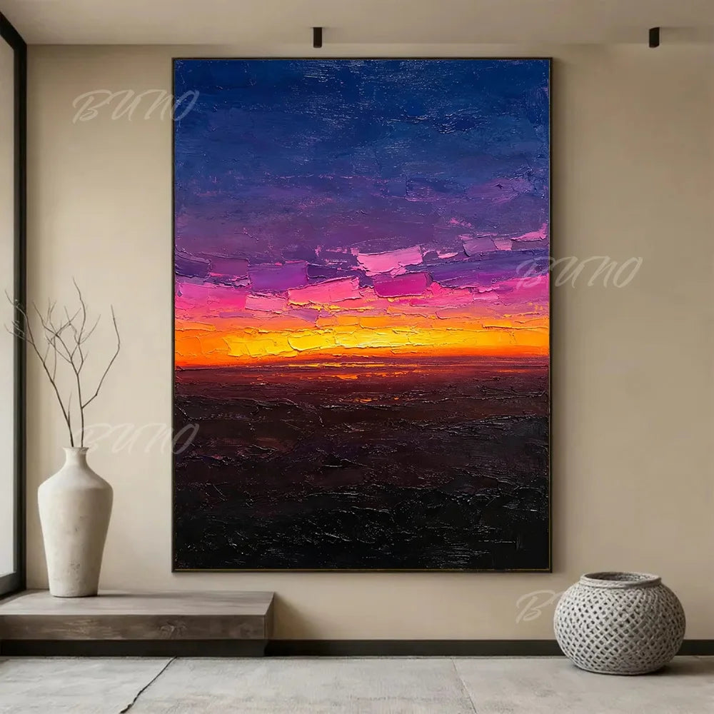 Impasto Sunset Seascape Painting