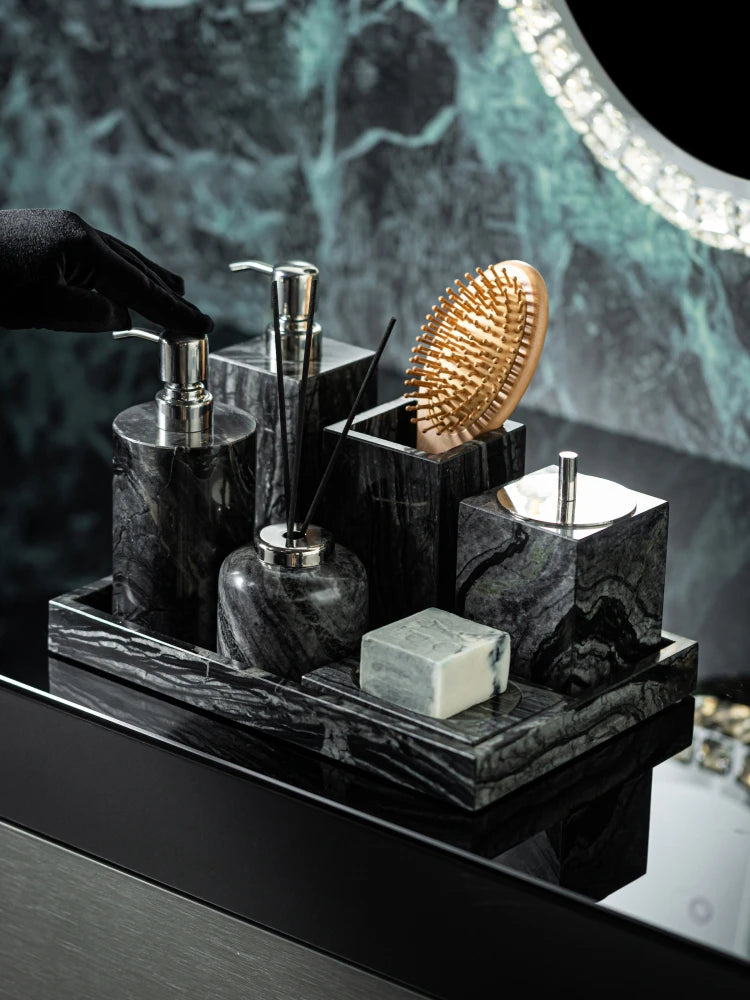 Tree Black Marble Bath Set