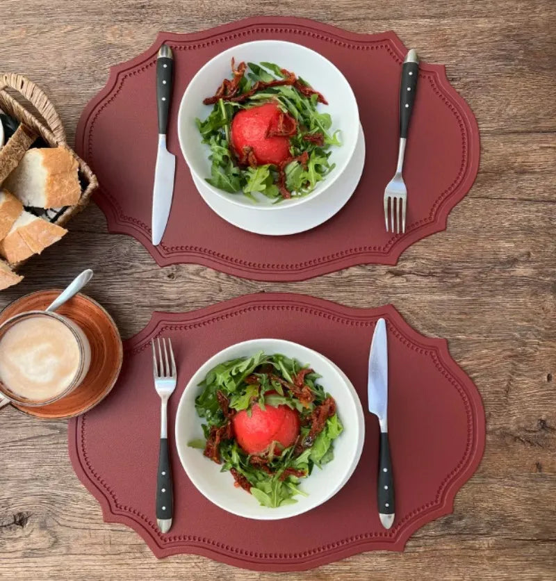 Red Oval Leather Placemats