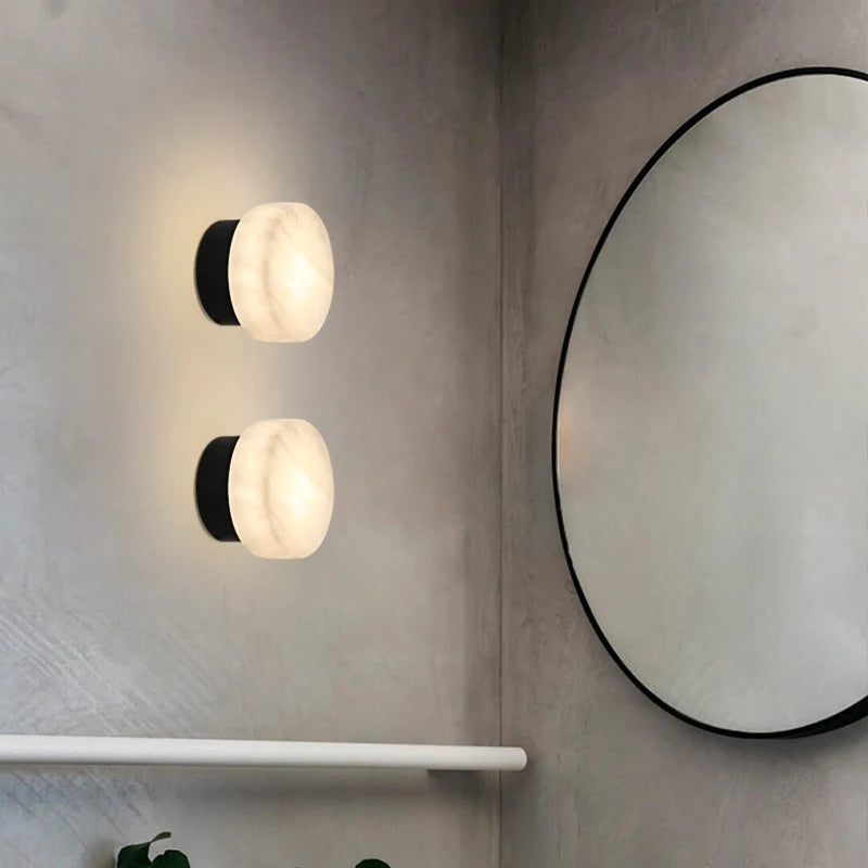 Spanish Natural Marble Round Wall Lamp