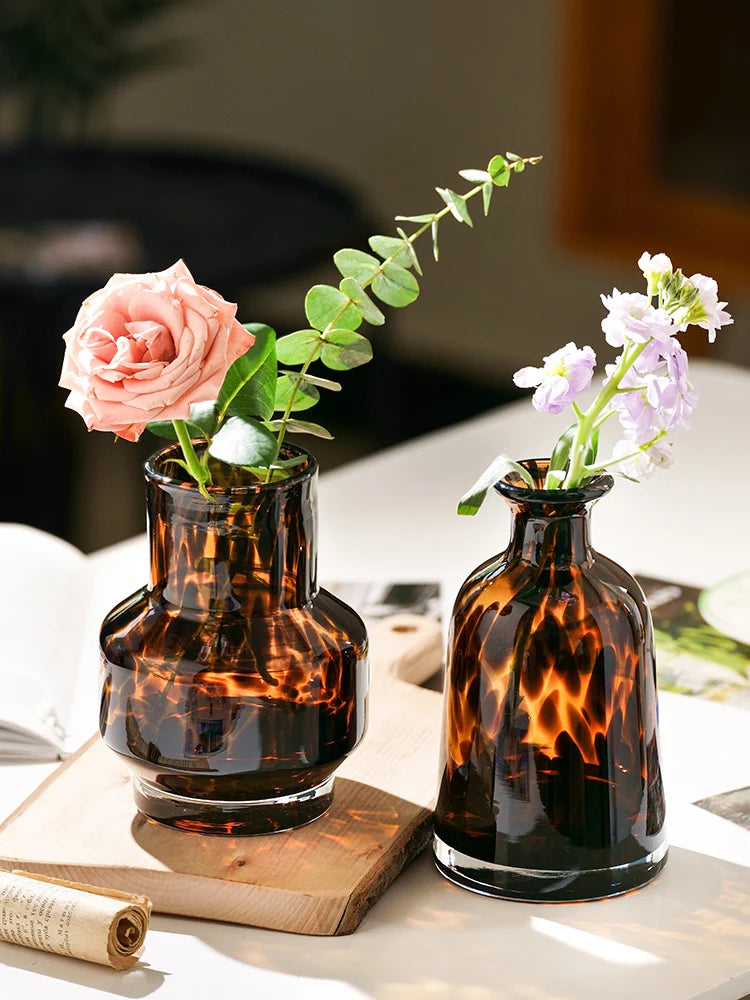 High-grade Leopard Vase Glass Flower