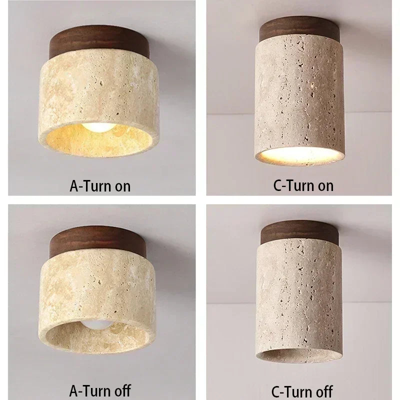 Wabi-Sabi Travertine Ceiling Lamp