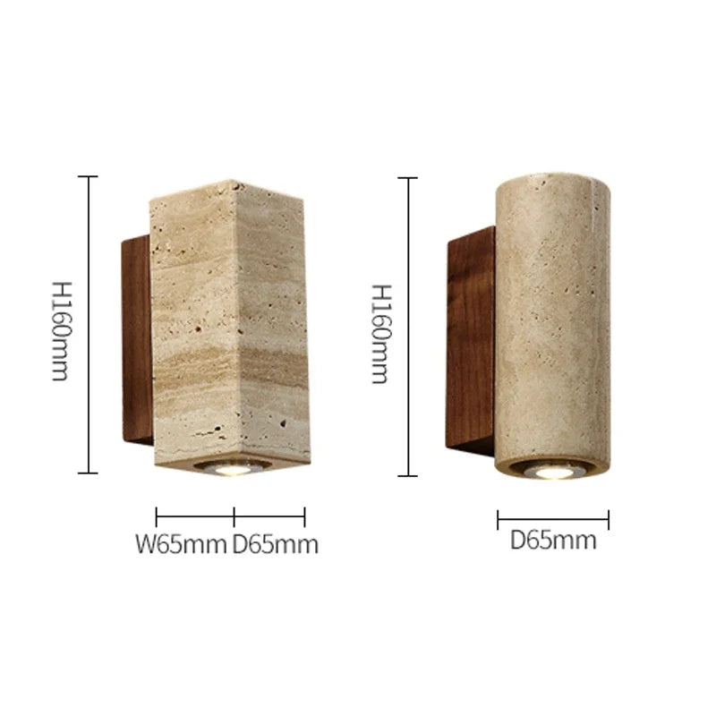 Wabi-Sabi Travertine Wall Lamp