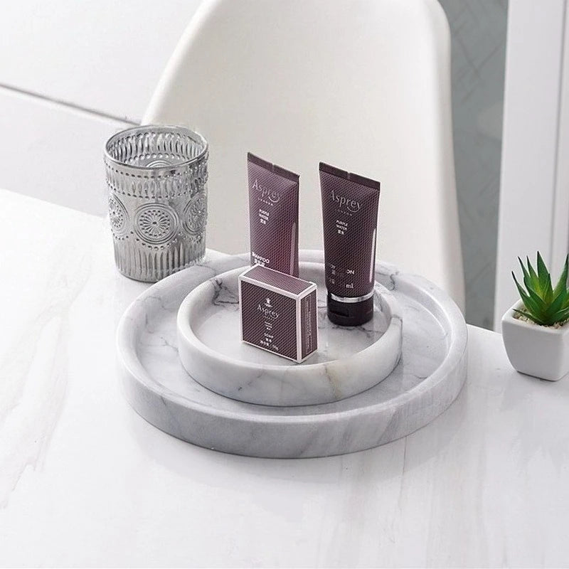 Round Marble Vanity Tray