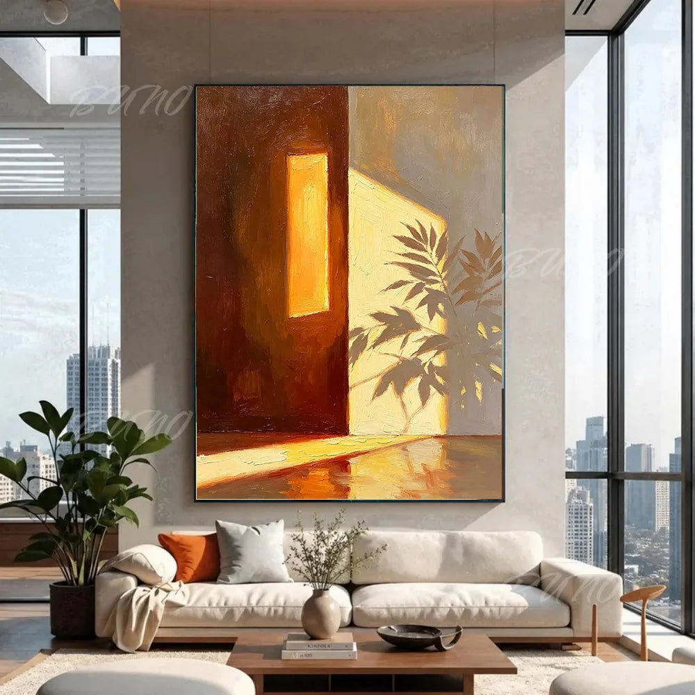 Sunlit Palm Leaf Painting