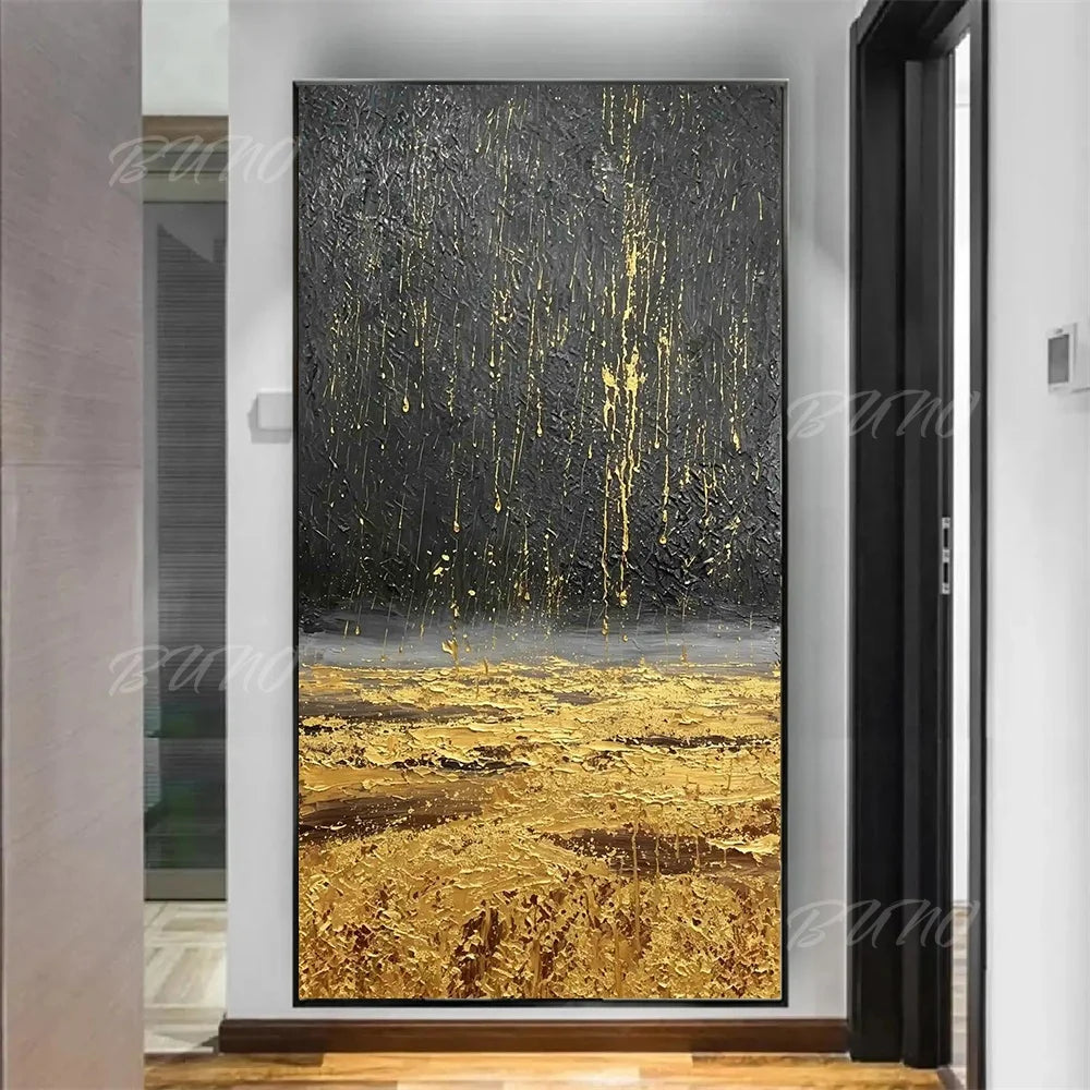 Black Gold Foil Painting