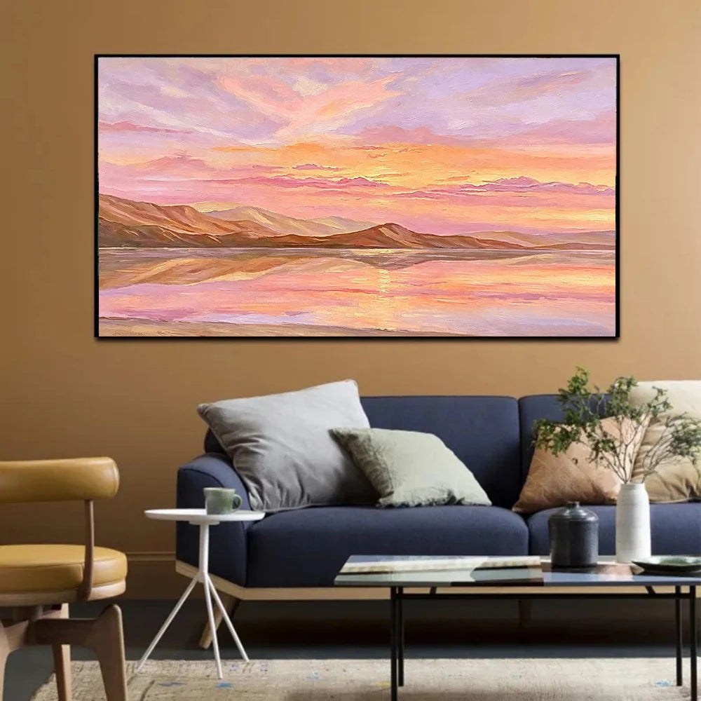 Pastel Sunset Lake Painting
