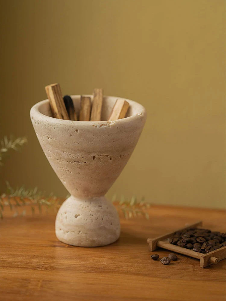 Travertine Palo Santo Holder