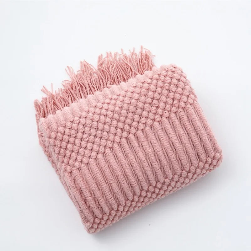 Cream Wave Knitted Blanket